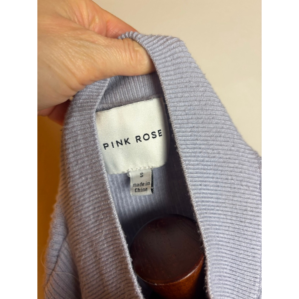 Urban Outfitters y2k clubPINK ROSE Light Blue Ribbed Mock Neck Zip-Up Sweater S - Picture 4 of 6